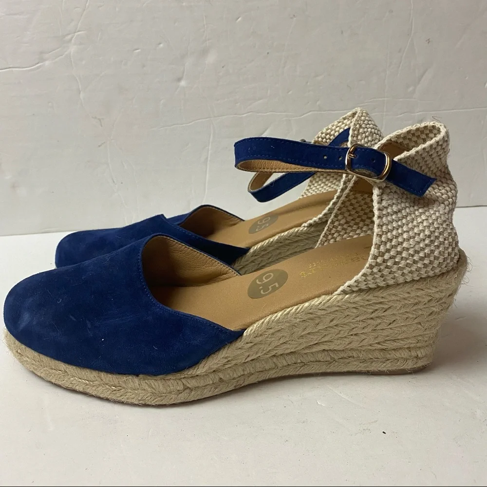 Paseart Espadrilles Sandals Navy Blue Strappy Sandals Suede Size 9.5 41 Spain